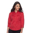 Petite Dana Buchman Princess-seam Button-down Shirt, Women's, Size: Xl Petite, Med Red