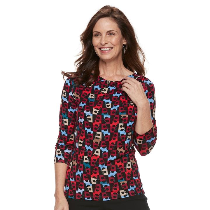 Women's Dana Buchman Half-cowlneck Top, Size: Large, Dark Red