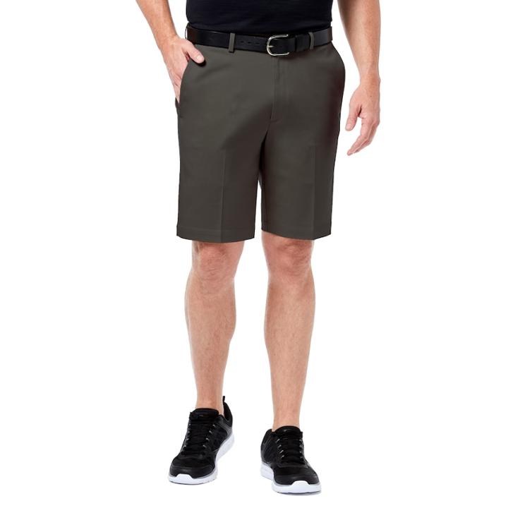 Men's Haggar&reg; Premium Straight-fit No-iron Khaki Flat-front Shorts, Size: 42, Dark Grey