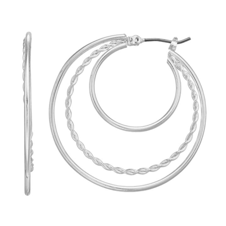 Dana Buchman Triple Hoop Earrings, Women's, Silver