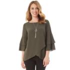 Women's Apt. 9&reg; Tiered Tulip Hem Top, Size: Medium, Dark Green