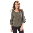 Women's Apt. 9&reg; Charmeuse Ruffle Top, Size: Small, Dark Green