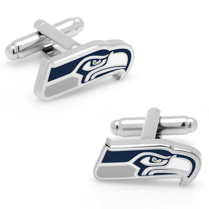 Seattle Seahawks Rhodium-plated Cuff Links, Men's, Multicolor