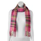 Softer Than Cashmere Chevron Plaid Fringed Oblong Scarf, Women's, Lt Orange