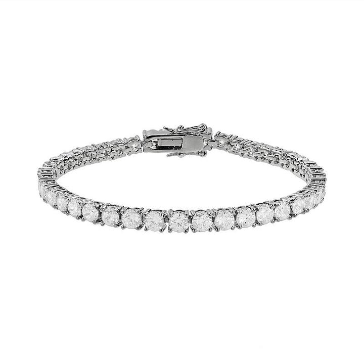 The Silver Lining Cubic Zirconia Silver Tone Tennis Bracelet, Women's, White