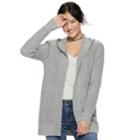 Juniors' Mudd&reg; Ribbed Hooded Cardigan, Teens, Size: Small, Med Grey
