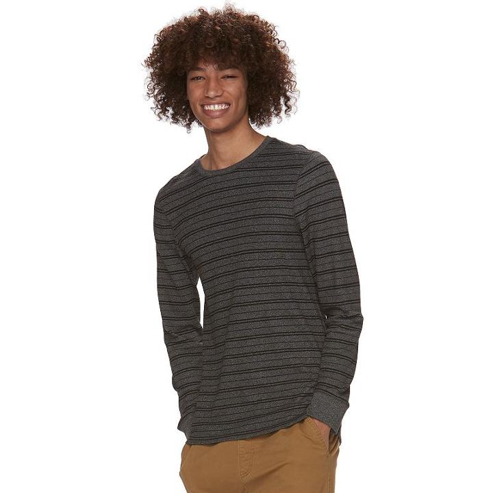 Men's Urban Pipeline&reg; Striped Max Flex Thermal Tee, Size: Large, Black