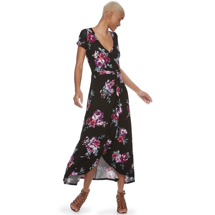 Juniors' About A Girl Faux-wrap High-low Maxi Dress, Size: Xs, Oxford