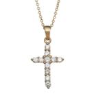 Charming Girl 14k Gold Over Silver Cubic Zirconia Cross Pendant Necklace - Made With Swarovski Zirconia - Kids, White