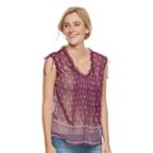 Women's Sonoma Goods For Life&trade; Print Pintuck Top, Size: Xs, Med Purple