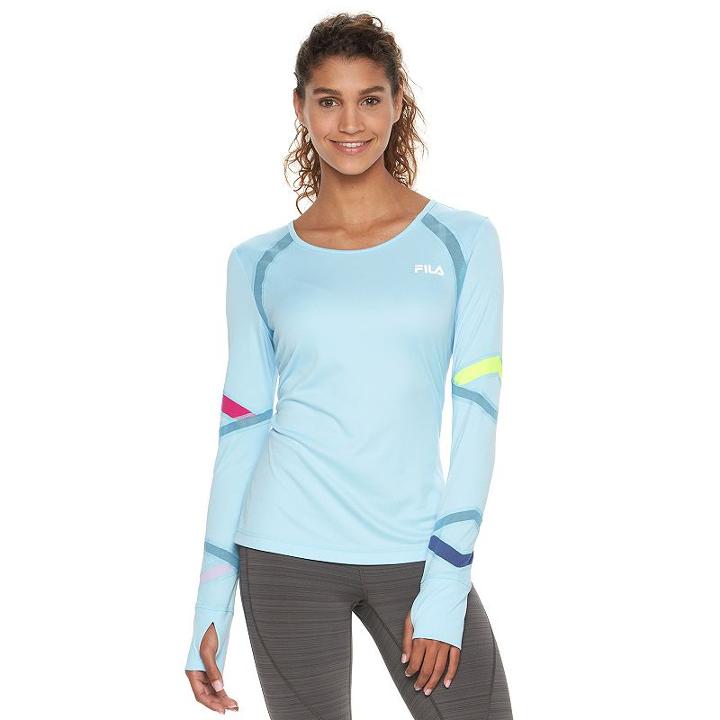 Women's Fila Sport Mesh Long Sleeve Tee, Size: Medium, Light Blue
