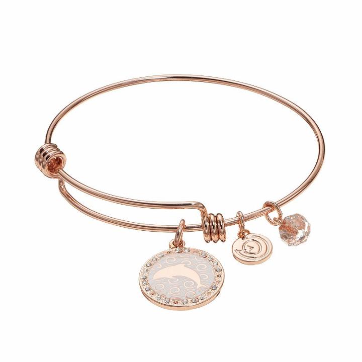 Love This Life Dolphin Charm Bangle Bracelet, Women's, Size: 8, Pink