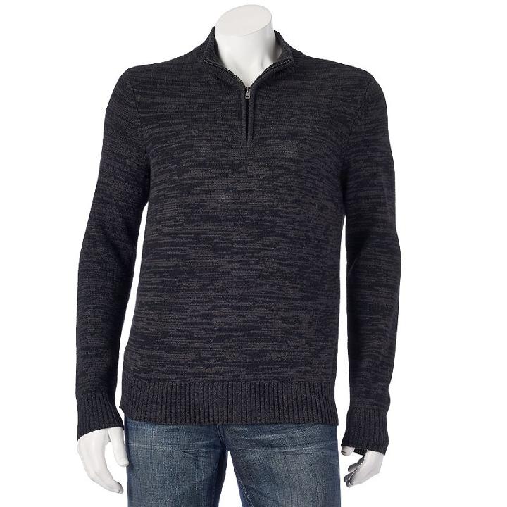 Big & Tall&reg; Quarter-zip Sweater, Men's, Size: L Tall, Black