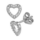 Sophie Miller Sterling Silver Cubic Zirconia Heart Stud Earrings, Women's, White