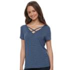 Juniors' So&reg; Solid Crisscross Tee, Teens, Size: Xl, Dark Blue