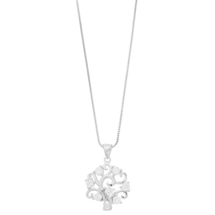 Timeless Sterling Silver Cubic Zirconia Tree Pendant Necklace, Women's, White
