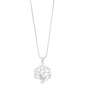 Timeless Sterling Silver Cubic Zirconia Tree Pendant Necklace, Women's, White
