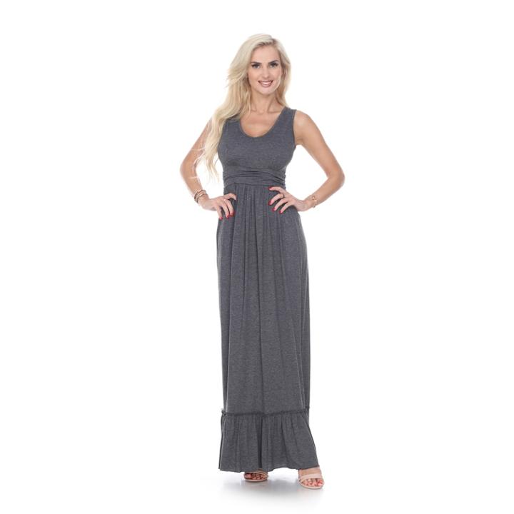 Women's White Mark Medine Shirred Maxi Dress, Size: Small, Grey (charcoal)