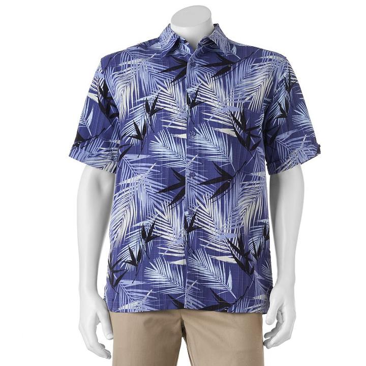 Men's Havanera Classic-fit Palm Frond Button-down Shirt, Size: Xxl, Blue Other