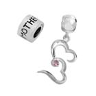 Individuality Beads Sterling Silver Cubic Zirconia Double Heart Charm & Mother Bead Set, Women's, Pink