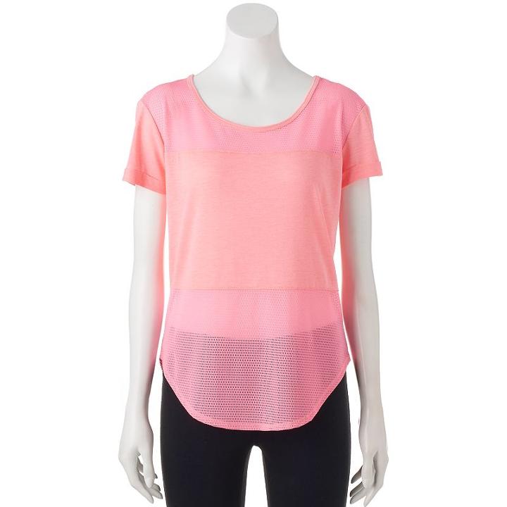 Juniors' So&reg; Perfectly Soft Mesh Insert Short Sleeve Tee, Teens, Size: Large, Brt Pink