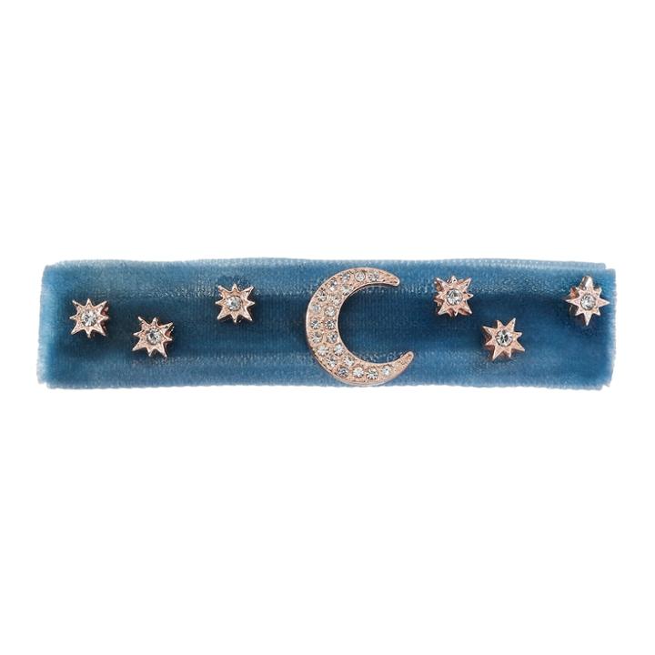 Lc Lauren Conrad Runway Collection Velvet Star & Moon Barrette, Women's, Blue