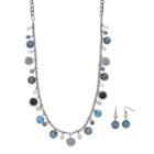 Long Blue Shaky Bead Necklace & Drop Earring Set, Women's