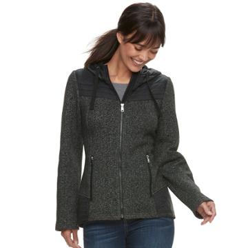 Women's Sebby Collection Hooded Fleece Jacket, Size: Large, Black