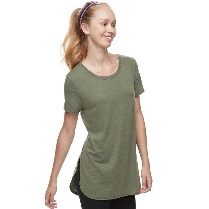 Women's Tek Gear&reg; High Slit Tunic Tee, Size: Xl, Dark Green