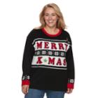 Plus Size Fashion Avenue Us Sweaters Applique Ugly Christmas Sweater, Women's, Size: 0x, Black