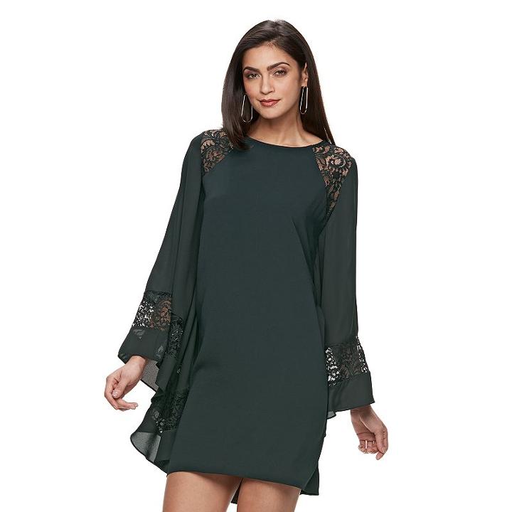 Women's Jennifer Lopez Lace Kaftan Shift Dress, Size: Xl, Black