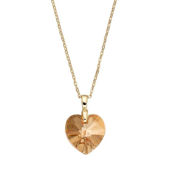 Brilliance Gold Tone Heart Pendant With Swarovski Crystals, Women's, Yellow