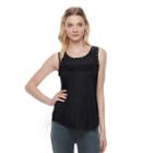 Women's Rock & Republic&reg; Mixed-media High-low Tank, Size: Large, Black
