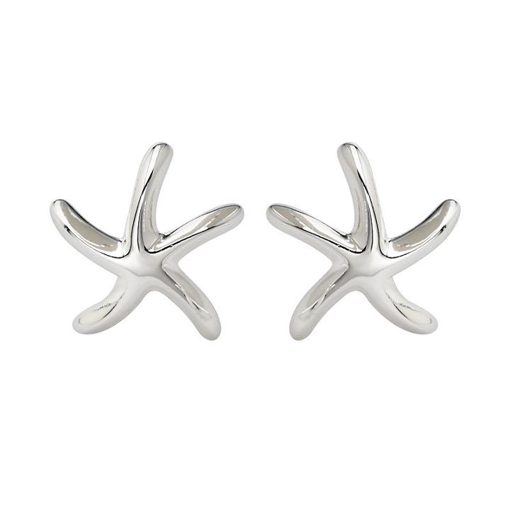 Sterling Silver Starfish Stud Earrings, Women's, Grey