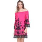 Women's White Mark Scroll Off-the-shoulder Dress, Size: Small, Dark Pink