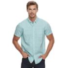 Men's Sonoma Goods For Life&trade; Modern-fit Linen-blend Button-down Shirt, Size: Small, Med Green
