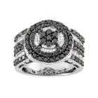 2 Carat T.w. Black & White Diamond Sterling Silver Circle Ring, Women's, Size: 8