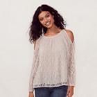 Women's Lc Lauren Conrad Lace Cold-shoulder Top, Size: Large, Med Grey