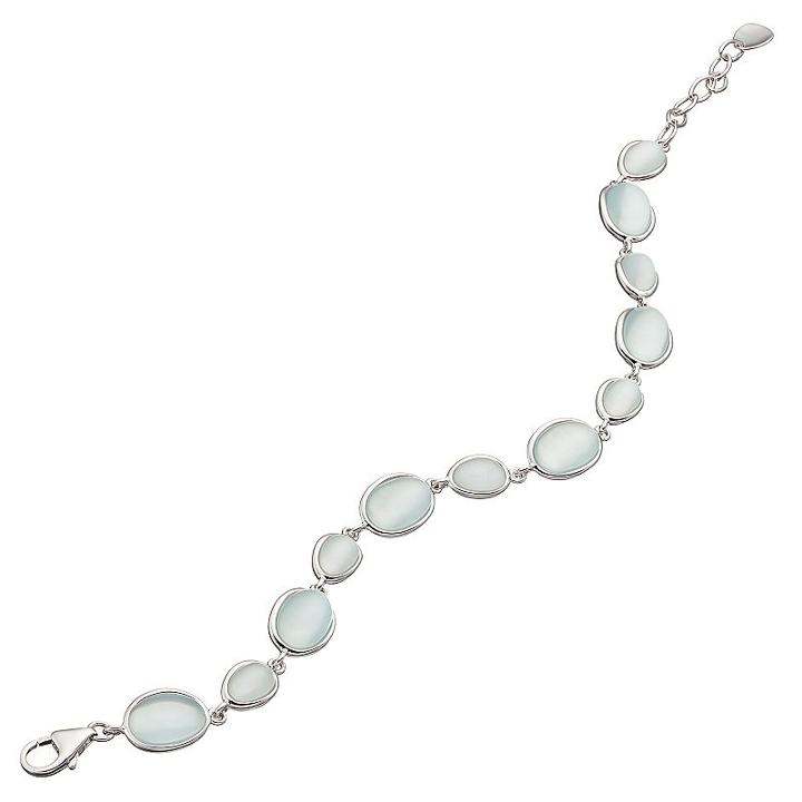 Sterling Silver Lab-created Light Blue Cat's-eye Bracelet, Women's, Size: 8