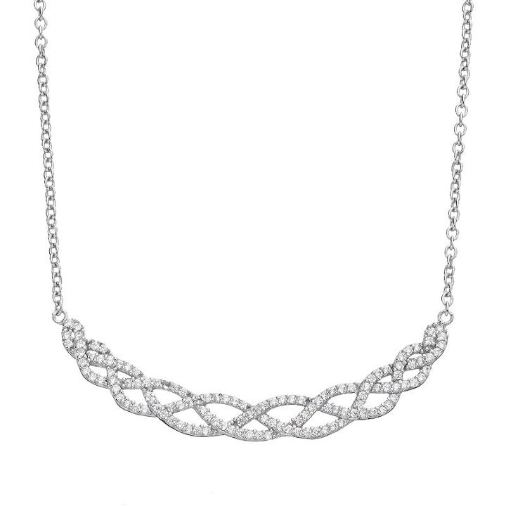 Sophie Miller Cubic Zirconia Sterling Silver Woven Necklace, Women's, Size: 16, White