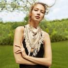 Madden Nyc Floral Laser Cut Faux-suede Fringed Scarf, Women's, Natural