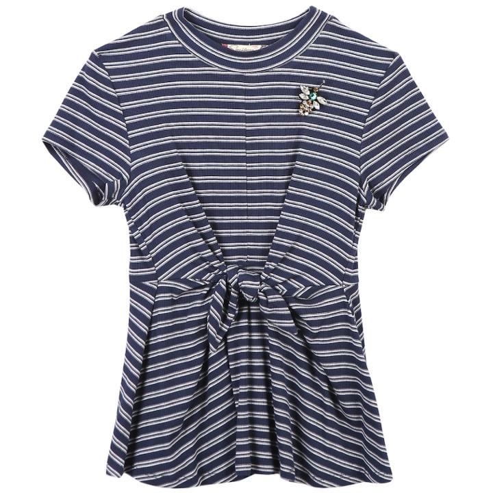 Girls 7-16 Speechless Striped Twist Front Dress, Size: Small, Blue (navy)