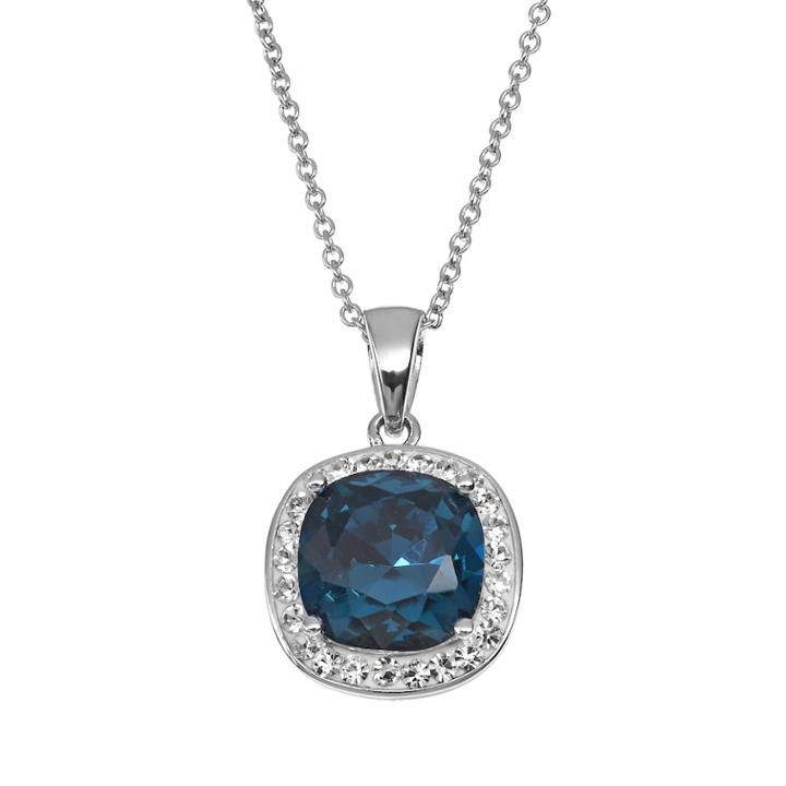 Silver-plated Crystal Halo Pendant, Women's, Blue
