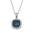 Silver-plated Crystal Halo Pendant, Women's, Blue