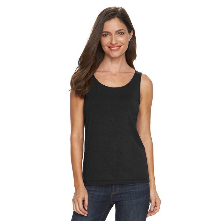 Women's Croft & Barrow&reg; Essential Scoopneck Tank, Size: Small, Black