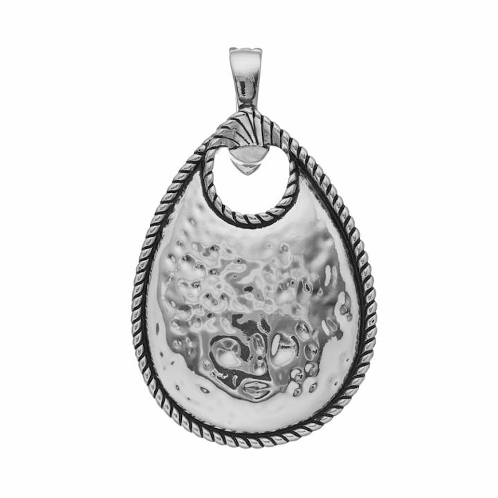Wearable Art Silver Tone Rope Teardrop Pendant, Women's