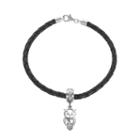 Logoart Sterling Silver & Leather Chi Omega Sorority Owl Bracelet, Women's, Size: 7.5, Grey
