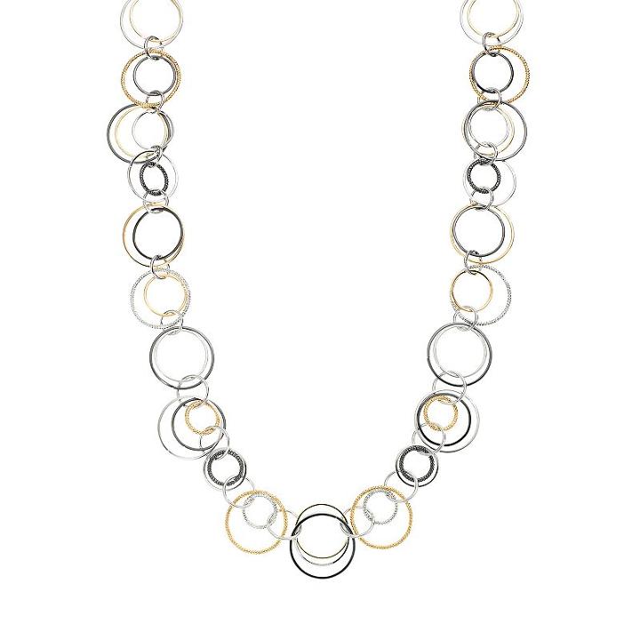 Jennifer Lopez Textured Circle Link Long Necklace, Girl's, Multicolor