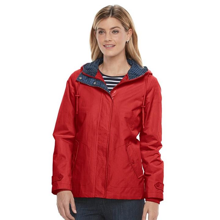 Women's Weathercast Hooded Windbreaker Jacket, Size: Large, Red