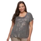 Plus Size Apt. 9&reg; Embellished Scoopneck Tee, Women's, Size: 3xl, Dark Grey